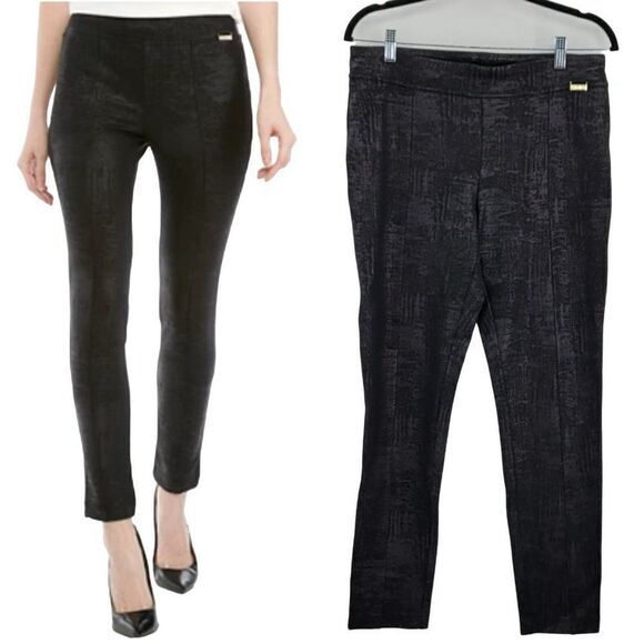 Calvin Klein Womens Pants Power Stretch Embossed Snake Leggings Skinny Black M - Picture 3 of 16